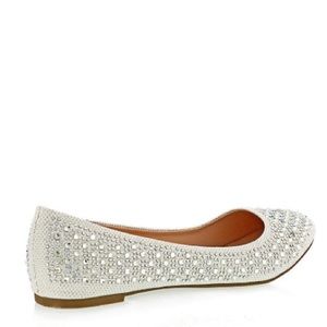 Lauren Lorraine Lizan Rhinestone Silver Flat 8.5